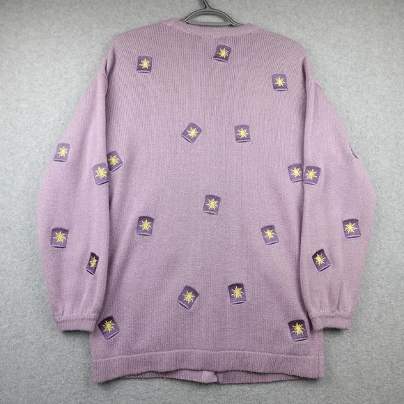 Disney Tangled Rapunzel Pascal Lanterns Sweater Women's SM Purple Embroidered - Picture 2 of 10